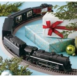 christmas tree mounted train set